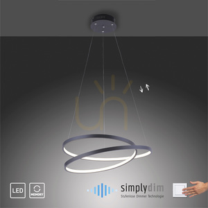 ROMAN 2472-18 pendant lamp, black, Ø 55 cm, LED 32 W, 2350 lm, 3000 K, Simply Dim dimmable small 9