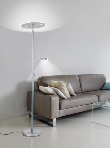 Check ARTUR 673-55 LED Floor Lamp with Reading Light, Silver