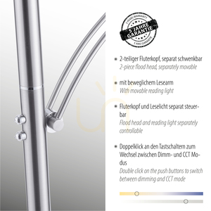 ARTUR 673-55 LED Floor Lamp with Reading Light, Silver small 3
