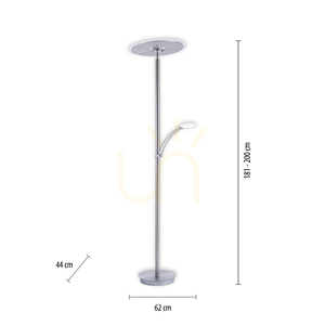 ARTUR 673-55 LED Floor Lamp with Reading Light, Silver small 7