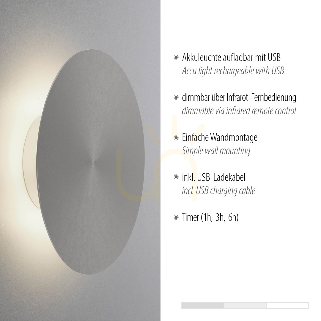 Display AKKU-PUNTUA wall lamp 8153-15 Grey 1xLED AKKU-PUNTUA wall lamp 8153-15 Grey 1xLED