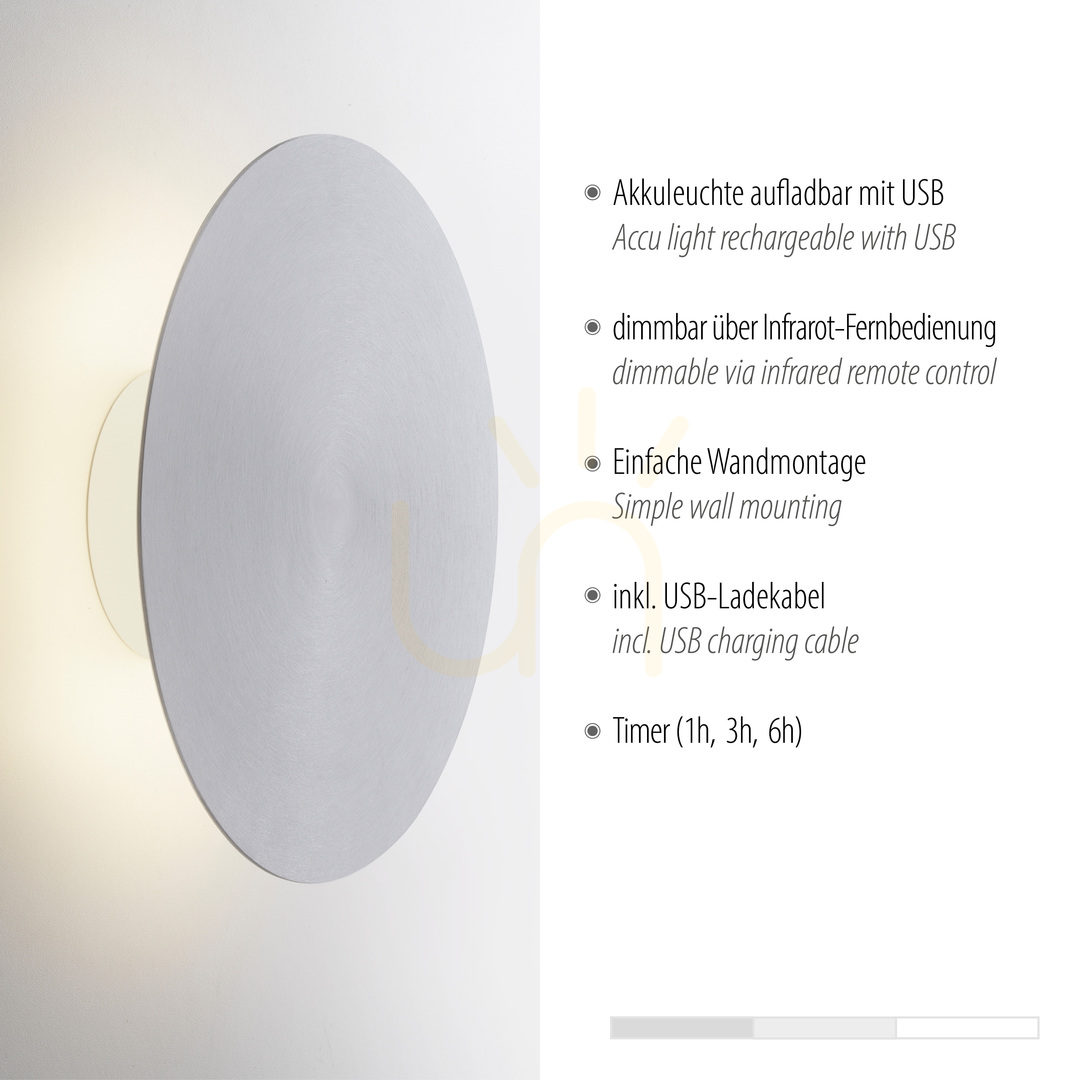 Display AKKU-PUNTUA wall lamp 8153-95 Silver 1xLED AKKU-PUNTUA wall lamp 8153-95 Silver 1xLED