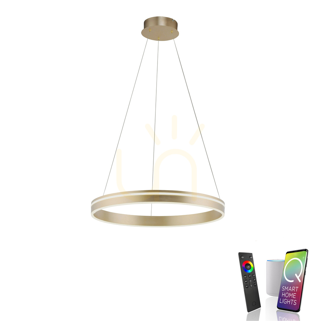 View Paul Neuhaus Q-VITO 8411-60 LED pendant light, matt brass, Ø 59 cm Paul Neuhaus Q-VITO 8411-60 LED pendant light, matt brass, Ø 59 cm