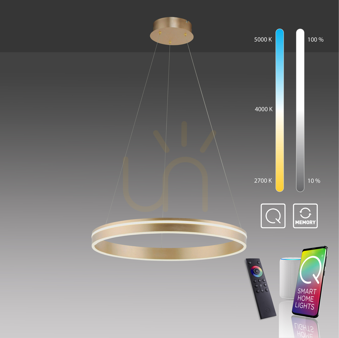 Check Paul Neuhaus Q-VITO 8411-60 LED pendant light, matt brass, Ø 59 cm Paul Neuhaus Q-VITO 8411-60 LED pendant light, matt brass, Ø 59 cm