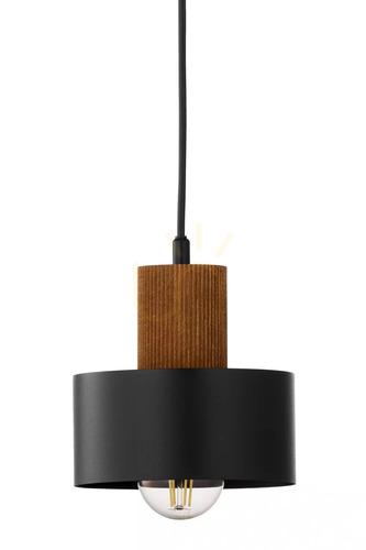 Check Pendant Light Sigma RIF WOOD 1 S Black Light Brown E27 41858