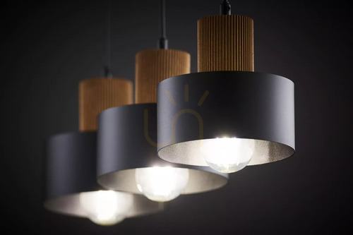 Check Sigma RIF WOOD 3 Pendant Light Black Brown E27 41862