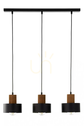 Check Sigma RIF WOOD 3 Pendant Light Black Brown E27 41862