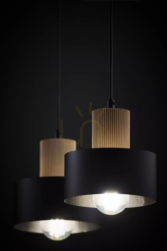 Check Pendant Light Sigma RIF WOOD 2 Black Natural Wood 41866