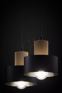 Pendant Light Sigma RIF WOOD 2 Black Natural Wood 41866 small 1