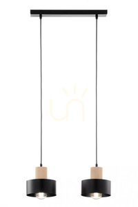 Pendant Light Sigma RIF WOOD 2 Black Natural Wood 41866 small 2