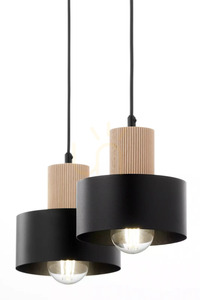Pendant Light Sigma RIF WOOD 2 Black Natural Wood 41866 small 5