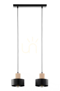 Pendant Light Sigma RIF WOOD 2 Black Natural Wood 41866 small 0