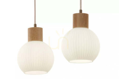 Check Pendant Light Sigma ALBA 2 Beige Wood E27 2x15W 41843