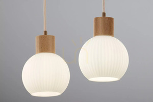 Pendant Light Sigma ALBA 2 Beige Wood E27 2x15W 41843 small 2