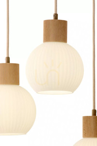 Pendant Light Sigma ALBA 3 Beige Natural Wood 41844 small 2