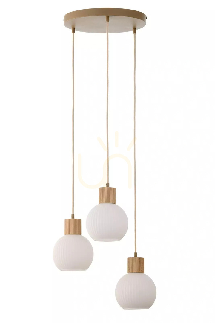 Pendelleuchte Sigma ALBA 3-flammig Beige Naturholz E27 41844