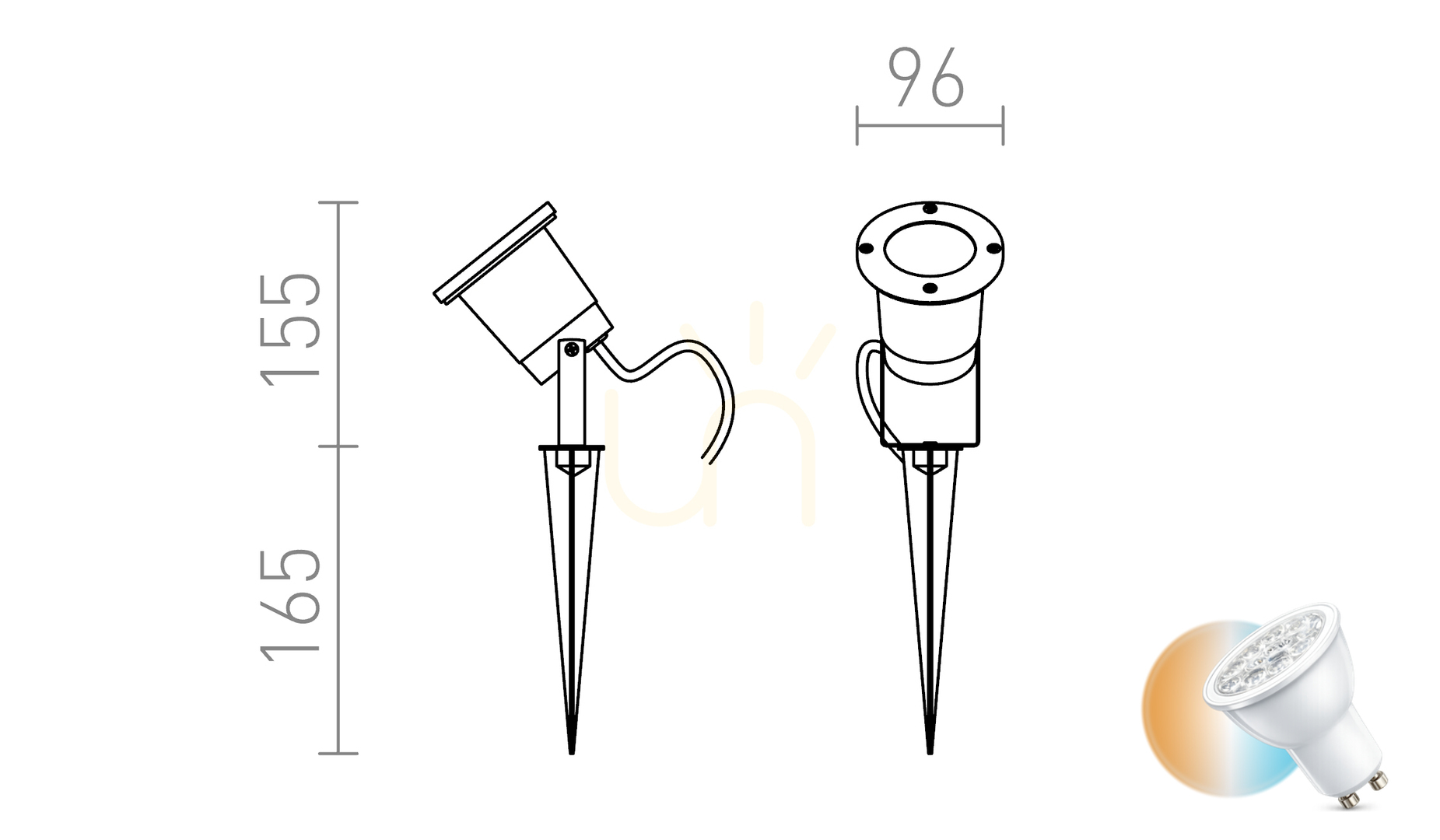 Záhradná lampa Rendl Apollo Na Bodci Striebrnošedá 230 V Gu10 35 W Ip54.