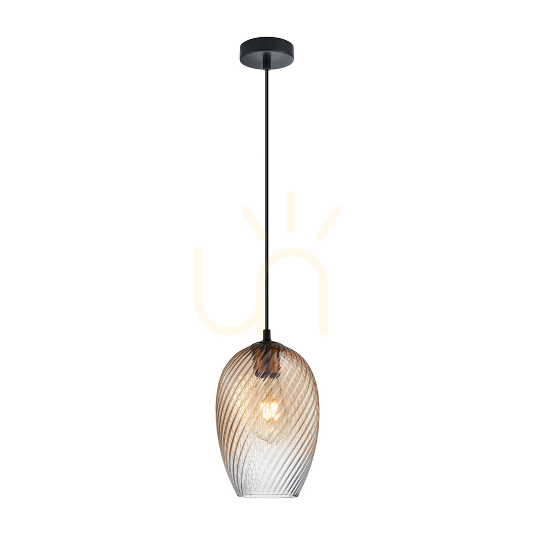 Italux Modern Pendant Light Black Glass E27 17.3 cm PND-3663-1-BRO-AMB