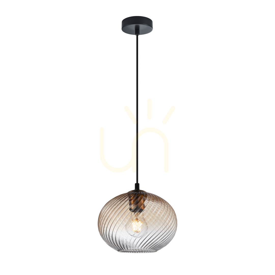Italux Black Glass Pendant Light E27 22 cm PND-3665-1-BRO-AMB
