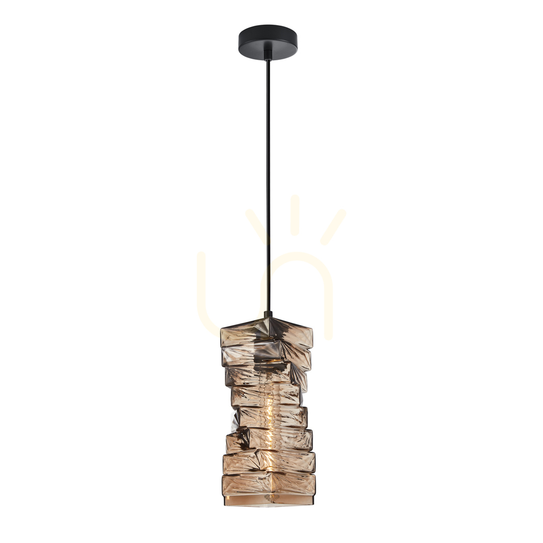 Italux Modern Brown Black Glass E27 Pendant Light PND-3219-1-BK-CF