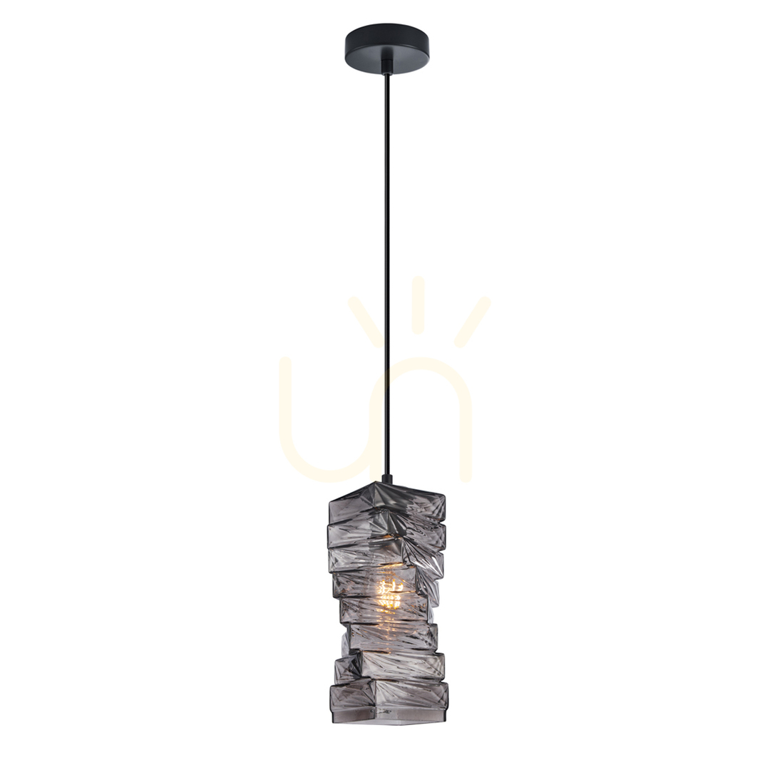 Italux Altera Black Smoky Glass Pendant Light E27 PND-3219-1-BK-SG