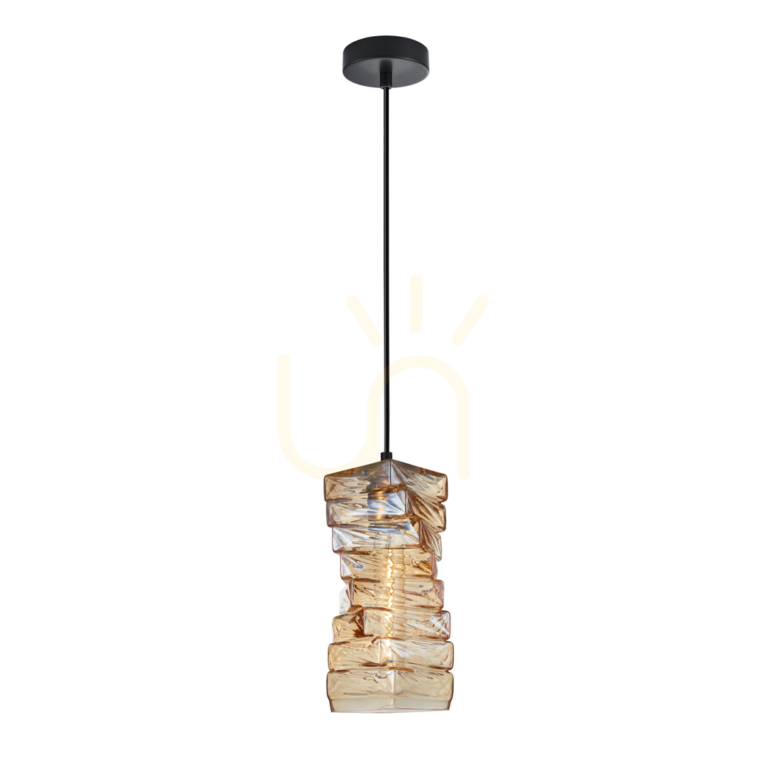 Italux Altera Black Glass E27 Pendant Light PND-3219-1-BRO-AMB