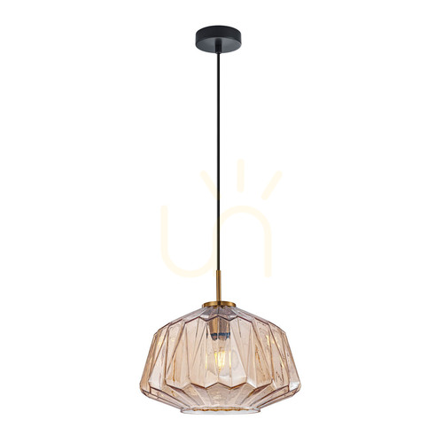 Check Italux Modern Antita Black Glass Metal Pendant Lamp E27 PND-3644-1-BRO-AMB