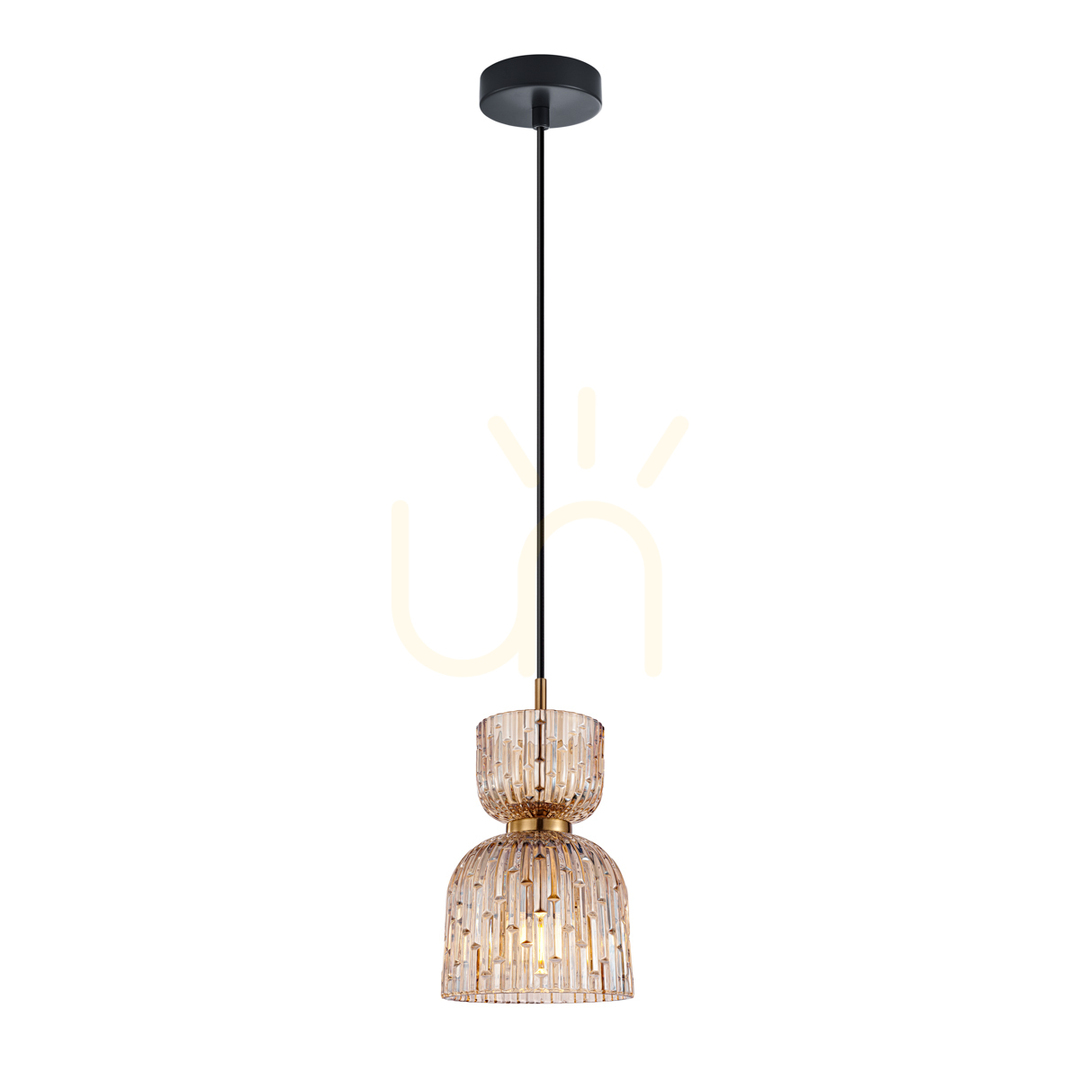 Italux Balme Amber Glass Black Pendant Light E27 PND-3619-1-BRO-AMB