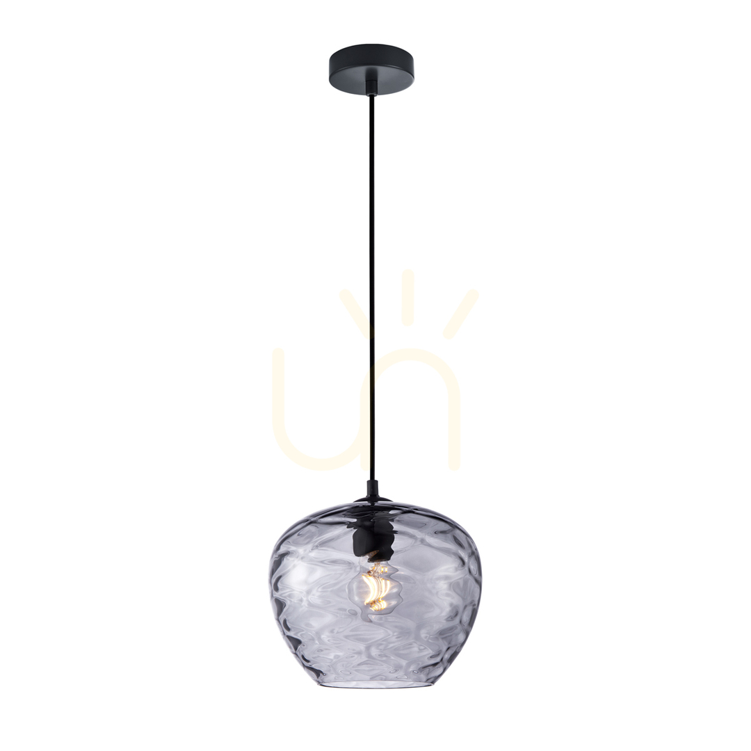 Italux Black Smoky Glass Pendant Light E27 23.5 cm PND-3033-1-BK-SG