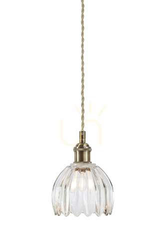 Check Markslojd Gota Pendant Light 1xE14 Clear Antique Brass 13 cm 109136