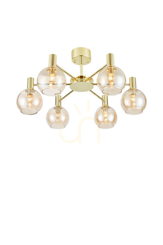 Check Ceiling Light Markslojd Ambra 6L Brass Amber E14 109152