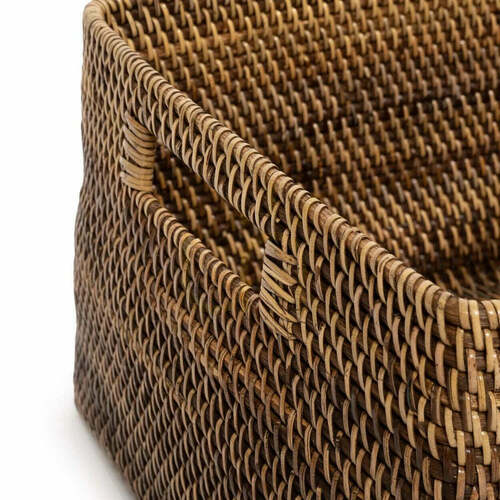 Check Wicker Magazine Basket BAZAR BIZAR Colonial Natural Brown M