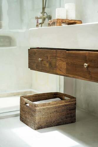 Check Wicker Magazine Basket BAZAR BIZAR Colonial Collection XL Natural Brown