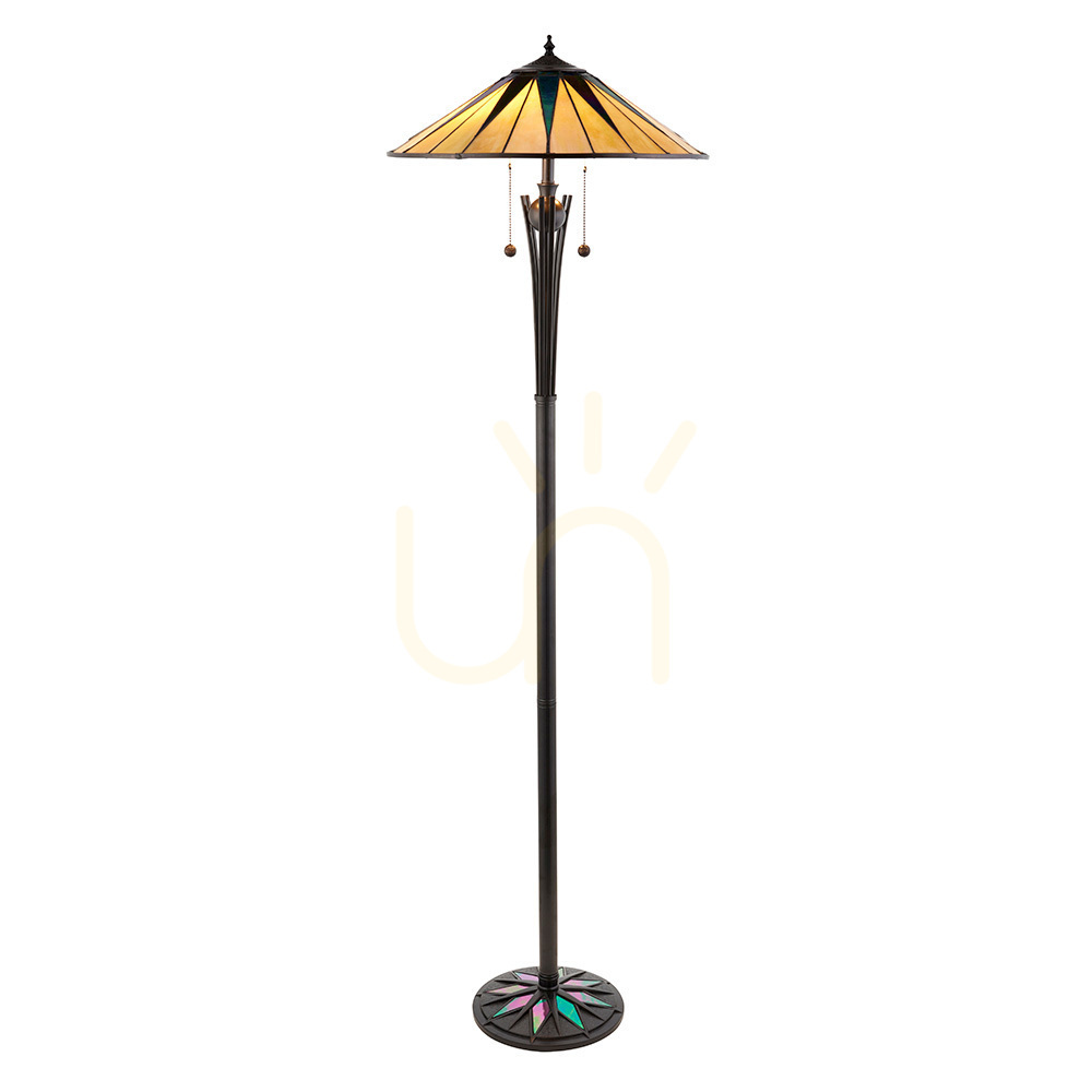 Standing Lamp Interiors Dark Star Tiffany Multicolor 156 cm Glass Resin 2-Light E27