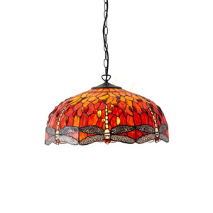 Interiors Dragonfly Tiffany Pendant Light Multicolor Glass Steel 3-Light 50 cm 64082 small 0