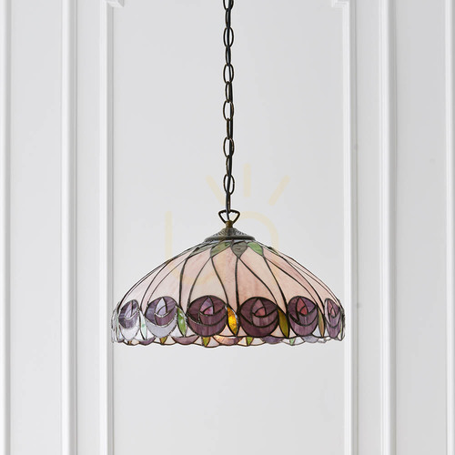 Check Tiffany Pendant Lamp Interiors Hutchinson Multicolor Glass Steel 40 cm 64176