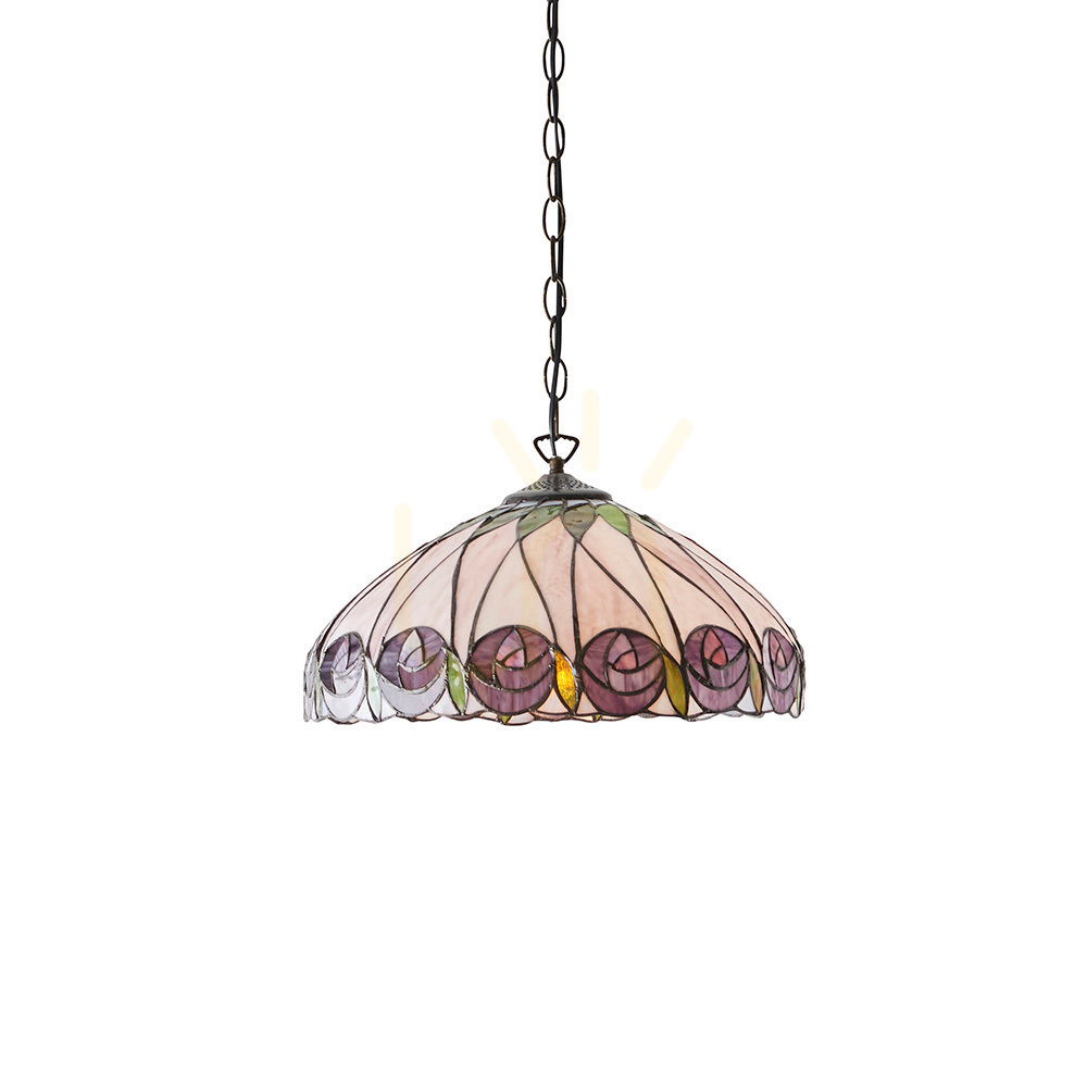 Pendelleuchte Tiffany multicolor Glas Stahl E27 Interiors 64176