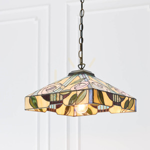 Tiffany Pendant Lamp Willow Multicolor Glass Steel Interiors 64385 small 4