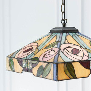 Tiffany Pendant Lamp Willow Multicolor Glass Steel Interiors 64385 small 6