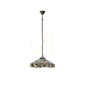 Tiffany Pendant Lamp Willow Multicolor Glass Steel Interiors 64385 small 9