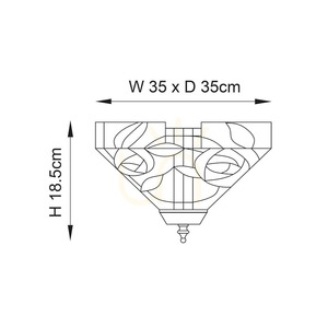 Plafond Willow Tiffany Multicolor 2xE27 Glass & Steel Interiors 70699 small 1