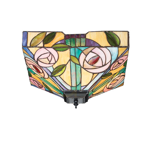 Check Plafond Willow Tiffany Multicolor 2xE27 Glass & Steel Interiors 70699
