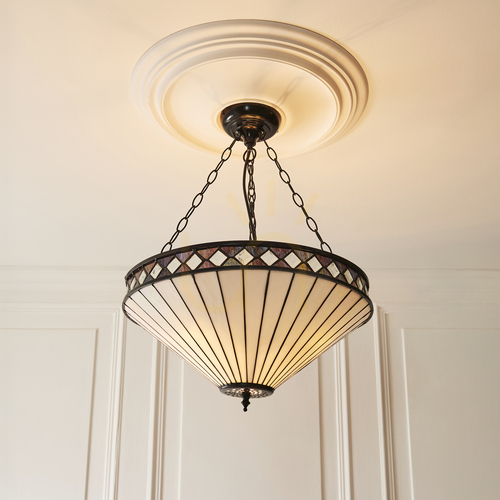 Check Tiffany Pendant Light Interiors Fargo Multicolor Glass 50 cm 111871