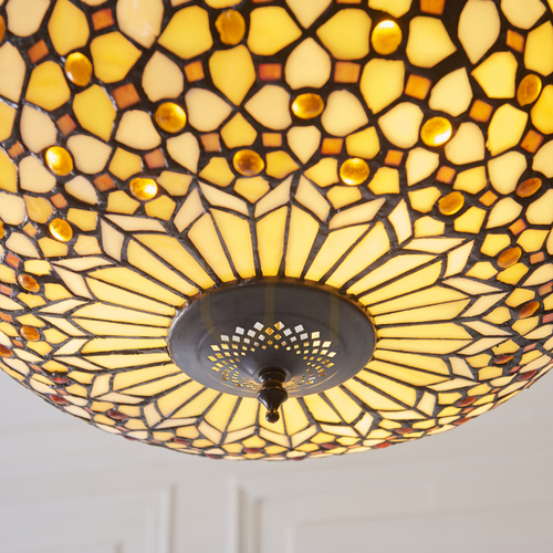 Check Tiffany Pendant Lamp Interiors Mille Feux Multicolor Glass Steel 45 cm 111882