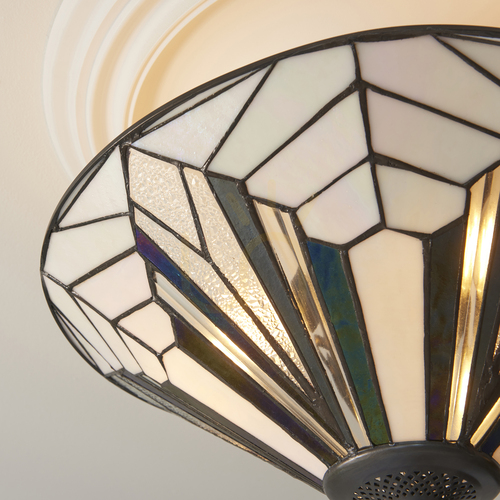 Check Tiffany Plafond Multicolor 3-Licht 48 cm Glas Stahl Interiors 111895