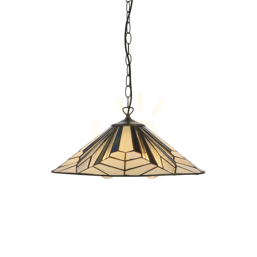 Check Tiffany Pendant Lamp Interiors Astoria Multicolor 3-Light Steel Glass 48 cm 111922