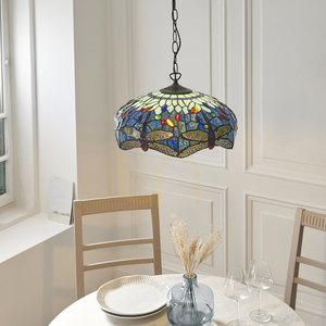 Interiors Dragonfly Tiffany Blue Pendant Light 41 cm Glass Steel 112195 small 4