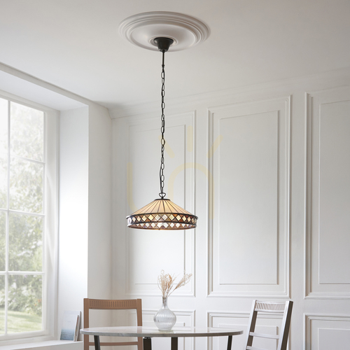 Check Interiors Fargo Tiffany Multicolor Glass Pendant Lamp 112196