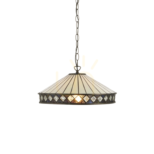Check Interiors Fargo Tiffany Multicolor Glass Pendant Lamp 112196