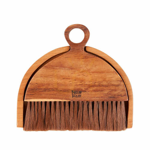 Check Teak Wood Handmade Broom BAZAR BIZAR Natural 18.5x20 cm